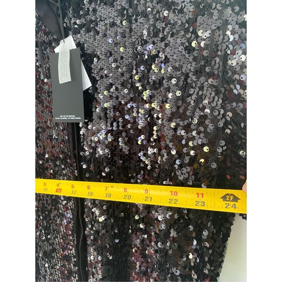 NWT 4th Reckless Black Sequin Oversized Button Up Shirt - Picture 5 of 12